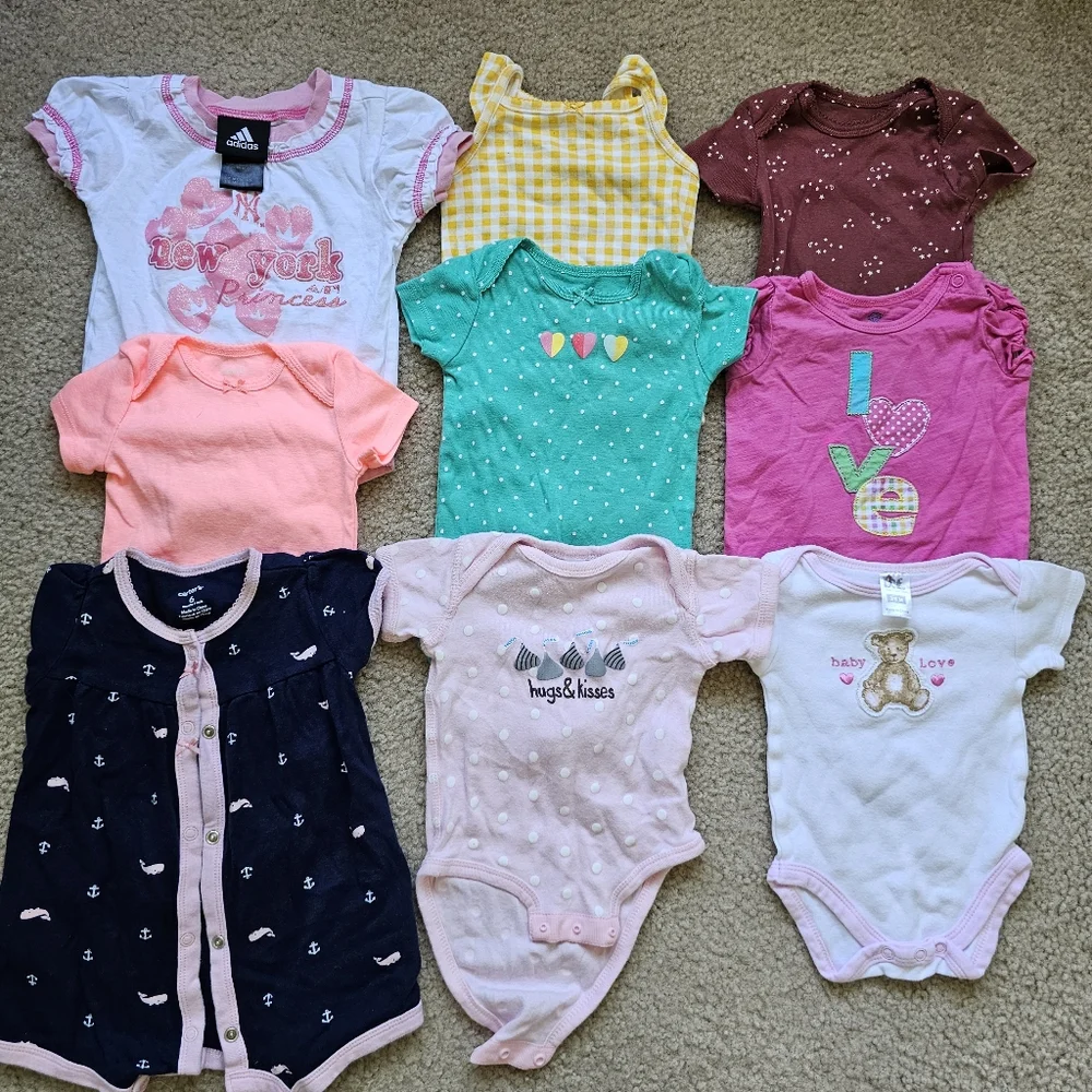 38pc baby girl clothing 3 6 month shorts dress footie onesie romper robe swim